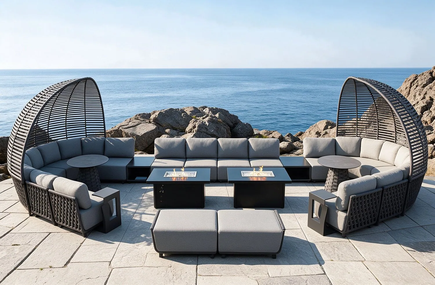 Conjunto de sofá en U de gran formato — Rocky Cove Deck